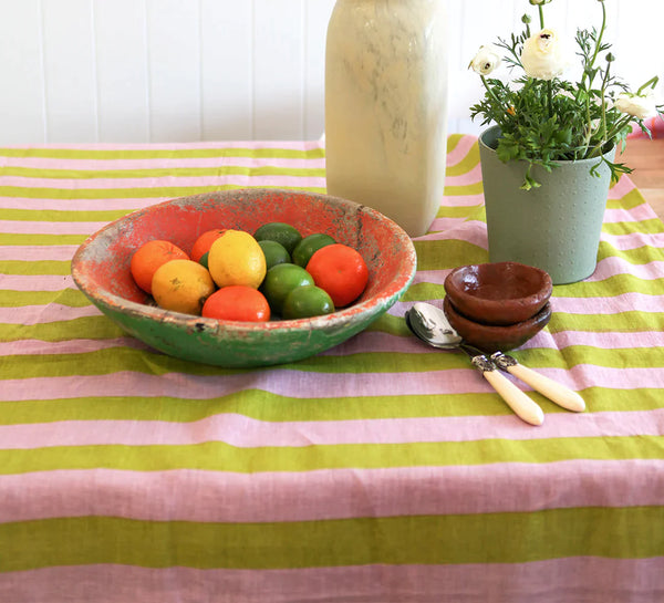 Candy Stripe Linen Tablecloth