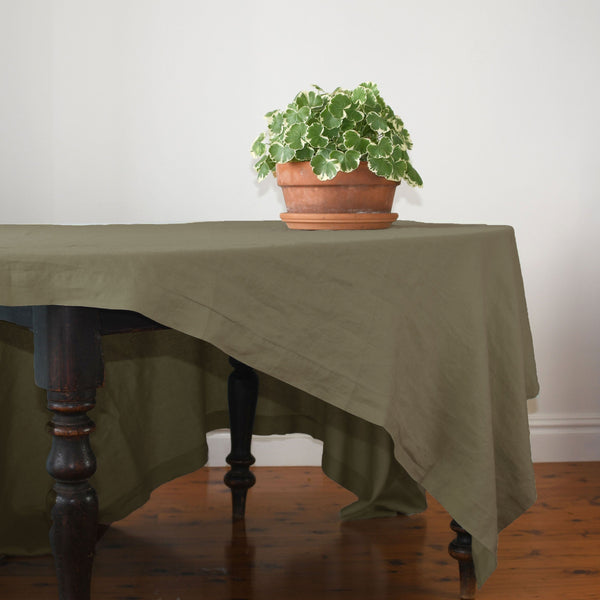 Long Lunch Linen Tablecloth Caper Berry Green Linen Tablecloth